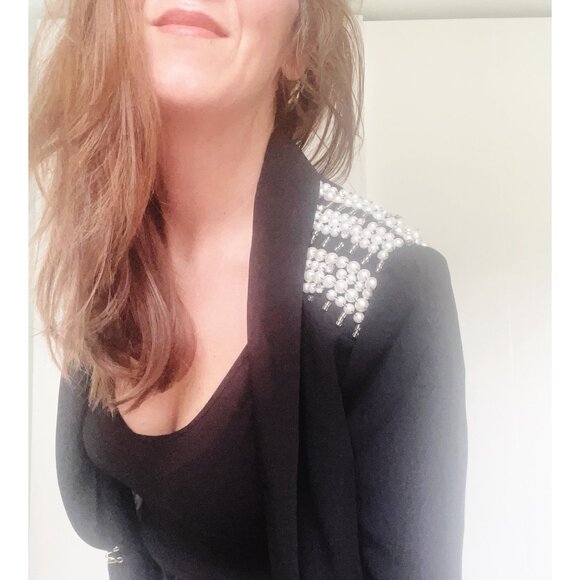 Vintage Blazer, Size S/M, 90s Black Western Style Jacket with Pearl Epaulettes - Picture 2 of 9